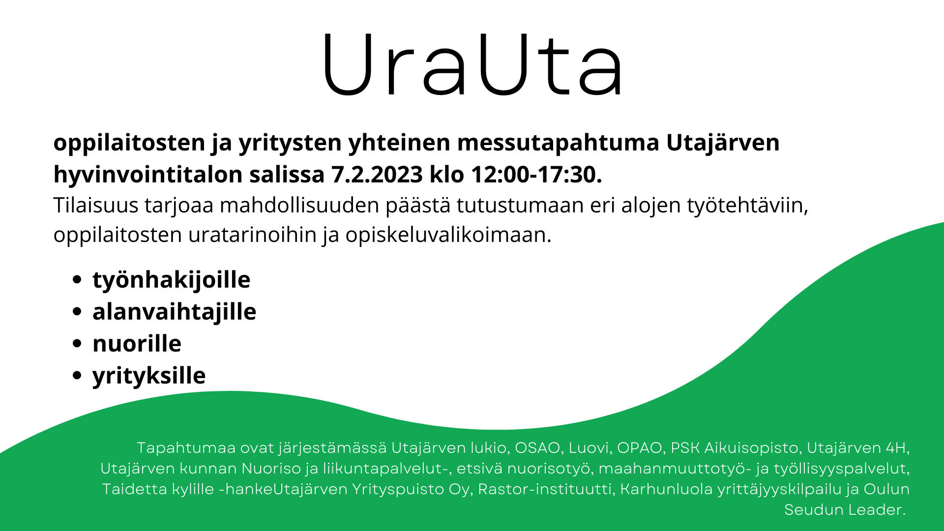 UraUta messut oppilaitosyhteistyönä Utajärvellä