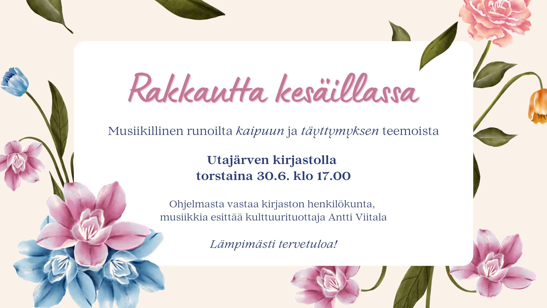 Rakkautta kesäillassa kirjastolla