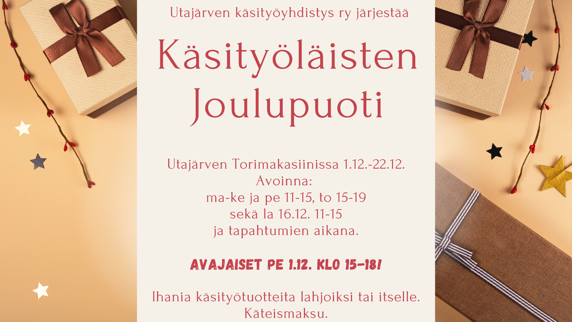 Käsityöläisten joulupuoti torimakasiinissa