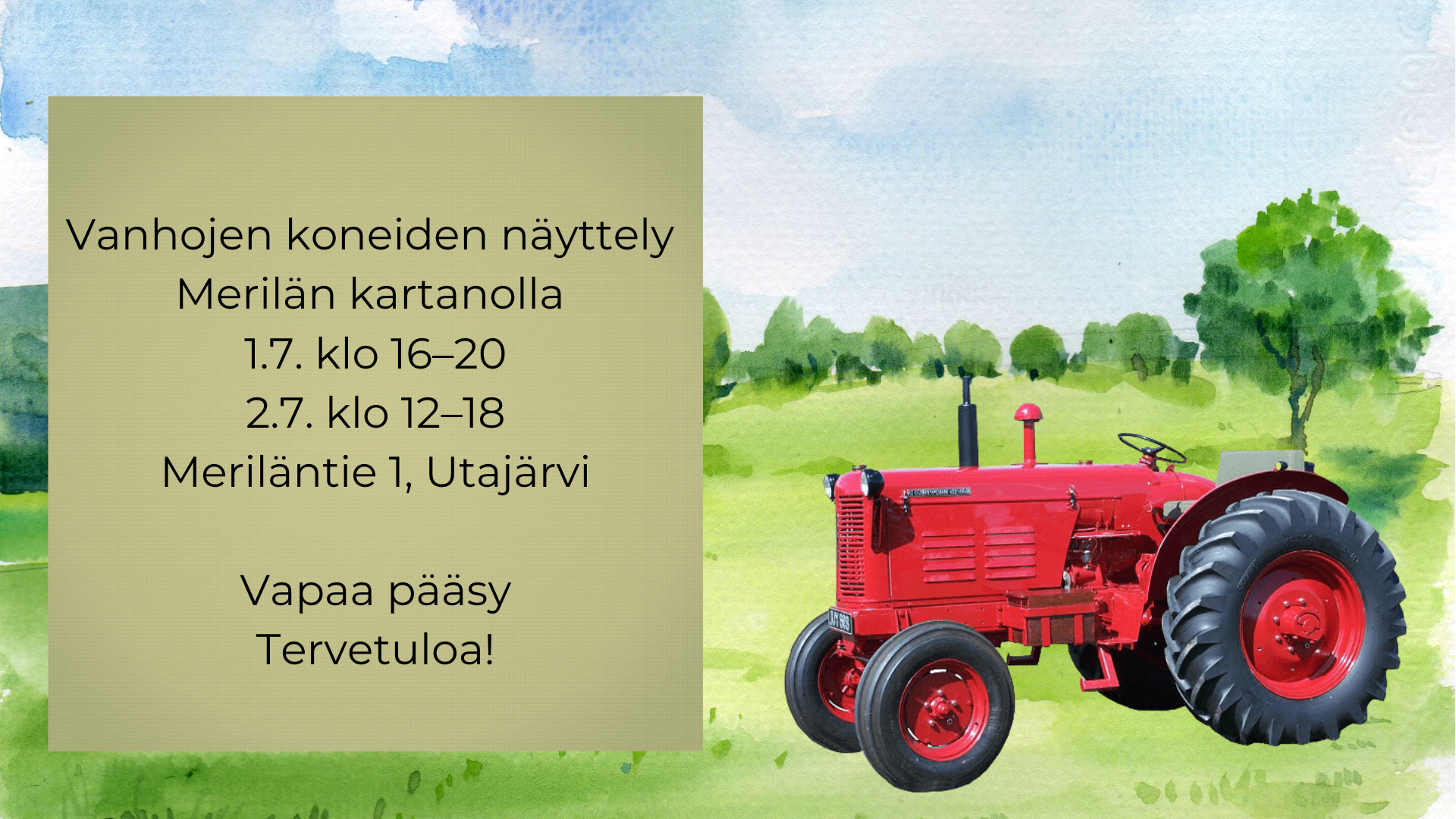 Vanhojen koneiden näyttely Merilän kartanolla